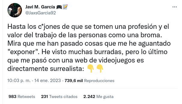 Tweet inicio conflicto Guardado Rápido