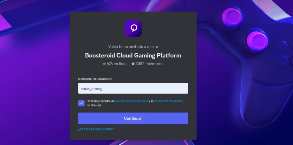 Unirte canal discord de Boosteroid