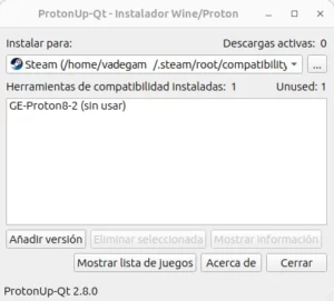 ProtonUp-Qt: después de instalar ProtonGE