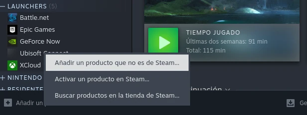 Añadir producto que no es de Steam