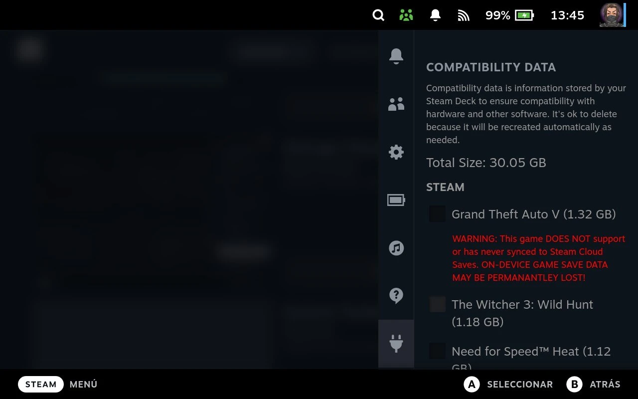 Compatibility Data en Storage Cleaner