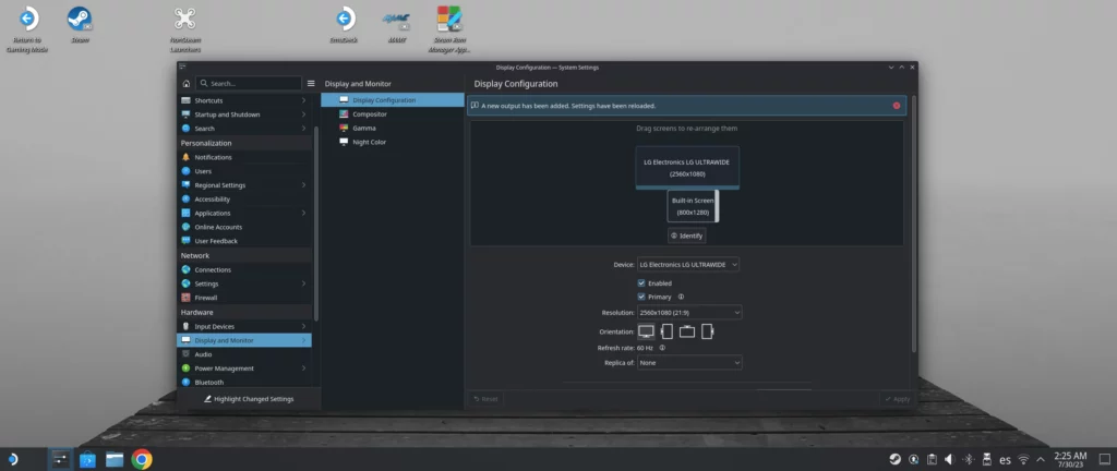 Monitor UltraWide en Steam Deck modo escritorio