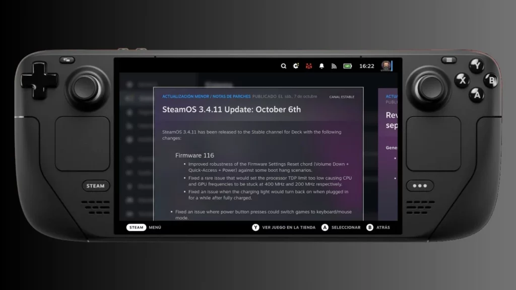 Actualización SteamOS 3.4.11
