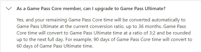 Convertir Game Pass Core a Ultimate